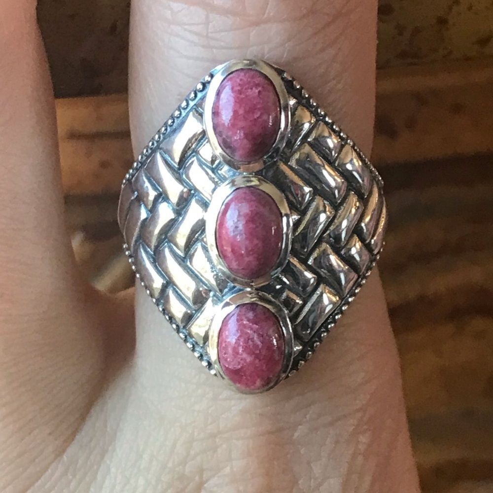 Norwegian Thulite Sterling Silver Ring Size 8